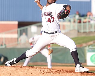 Mahoning Valley Scrappers pitcher Gregori Vasquez (47) throws in the second inning against the Mahoning Valley Scrappers/West Virginia Black Bears, Tuesday, July 4, 2017, at Eastwood Field in Niles...(Nikos Frazier | The Vindicator)..