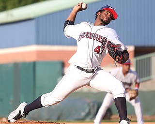Mahoning Valley Scrappers pitcher Gregori Vasquez (47) throws in the second inning against the Mahoning Valley Scrappers/West Virginia Black Bears, Tuesday, July 4, 2017, at Eastwood Field in Niles...(Nikos Frazier | The Vindicator)..