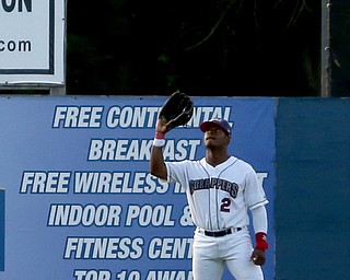 Mahoning Valley Scrappers left fielder Hosea Nelson (2) for the out in the fourth inning against the Mahoning Valley Scrappers/West Virginia Black Bears, Tuesday, July 4, 2017, at Eastwood Field in Niles...(Nikos Frazier | The Vindicator)..
