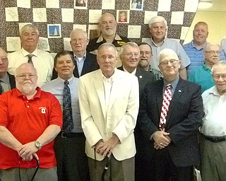Members of New Hope Church in Niles hosted a retirement party for their pastor, the Rev. Curtis Miller. The Rev. Mr. Miller has been a minister for more than 20 years. With Rev. Miller in the photo above are members of the Niles McKinley Lodge 794. First row, from left, Art Moore. Marc Stevens, Tom Redmond, Rev. Miller, John Crowley and Andy Ellis. Second row from left, Tom Anderson, John Schuster, past Grand Master of all Masons in Ohio Steve Krekus, Ken Cameron and Dean Wissinger. Third row from left, Terry Swaugger, Rodger Mays, Harry Weiss, Joe Scarnecchia, Shawn Hevener and Bill Nicholas.