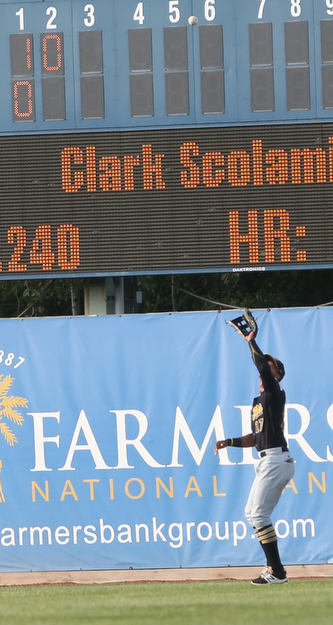 West Virginia Black Bears center fielder Sandy Santos (27) waits for the catch in the second inning against the Mahoning Valley Scrappers/West Virginia Black Bears, Wednesday, July 5, 2017, at Eastwood Field in Niles. ..(Nikos Frazier | The Vindicator)..