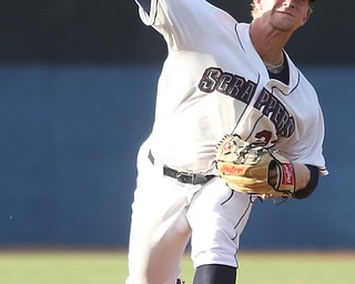Mahoning Valley Scrappers pitcher Zach Plesac (22) throws in the third inning against the Mahoning Valley Scrappers/West Virginia Black Bears, Wednesday, July 5, 2017, at Eastwood Field in Niles. ..(Nikos Frazier | The Vindicator)..