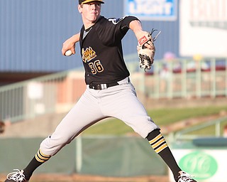 West Virginia Black Bears pitcher Gavin Wallace (36) throws in the third inning against the Mahoning Valley Scrappers/West Virginia Black Bears, Wednesday, July 5, 2017, at Eastwood Field in Niles. ..(Nikos Frazier | The Vindicator)..