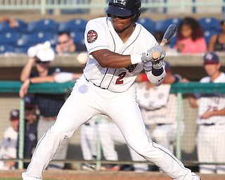 Mahoning Valley Scrappers left fielder Hosea Nelson (2) looks at the ball fly by in the third inning against the Mahoning Valley Scrappers/West Virginia Black Bears, Wednesday, July 5, 2017, at Eastwood Field in Niles. ..(Nikos Frazier | The Vindicator)..
