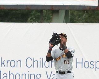 West Virginia Black Bears center fielder Michael De La Cruz (62) waits for the catch in the first inning as the Mahoning Valley Scrappers take on the West Virginia Black Bears, Thursday, July 6, 2017, at Eastwood Field in Niles. ..(Nikos Frazier | The Vindicator)..