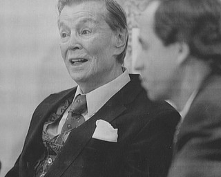 (Feb 27, 1995) John Kenley talks monday in a press conference with the mayor and Mike Morley about brining some shows to the area. (Bruce Palmer | The Vindicator File Photo)