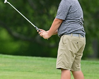 SALEM, OHIO - JULY 6, 2017: Nathan Cene of Austintown reacts after pushing a putt past the pin on the 11th hole during the Vindy Greatest Golfer qualifying round at Salem Hills Golf Course, Thursday afternoon. DAVID DERMER | THE VINDICATOR