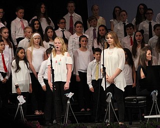 Neighbors | Abby Slanker.On May 22, Canfield Village Middle School’s sixth-grade students Ashleigh Haas (left) and Brianna Wenowitz-Fishel paired up for a duet during “Who Can Sail?” at the school’s annual Spring Choir Concert.