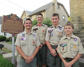 Neighbors | Submitted.Pictured, from left, Trevor Hykes, Tanner Tsvetkoff, John Heino and Christopher Altiere are the four youth members of Canfield Boy Scout Troop 25 from  Canfield United Methodist Church that will be participating with 32 other Scouts from throughout northeast Ohio representing the former Greater Western Reserve Boy Scout Council at the 2017 National Boy Scout Jamboree on July 19–28 at the Summit Bechtel Family National Scout Reserve in southern West Virginia, adjacent to the New River Gorge National River.