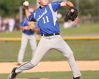 Poland pitcher Mason Planey (11) throws in the second inning as Boardman takes on Poland, Friday, July 7, 2017, at Fields of Dreams in Boardman. Poland won 12-7...(Nikos Frazier | The Vindicator)..