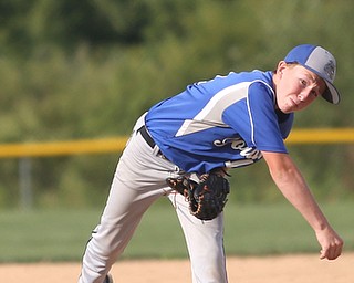 Poland pitcher Mason Planey (11) throws in the second inning as Boardman takes on Poland, Friday, July 7, 2017, at Fields of Dreams in Boardman. Poland won 12-7...(Nikos Frazier | The Vindicator)..