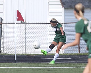 Mikaela Whaley(29) kicks the ball in West Branch v Hickory during the 9th annual Cardinal Classic soccer at Canfield High School, Saturday, July 8, 2017 in Canfield...(Nikos Frazier | The Vindicator)