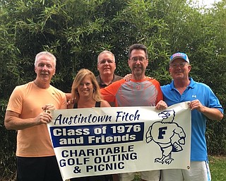 Fitch 76 N Friends 6th annual charitable golf scramble will take place Aug. 27 at Lakeside Golf Course. Proceeds will be used to benefit Austintown families or Fitch alumni in times of need. The event includes coffee and doughnuts, DiRusso sausage for lunch, Barry Dyngles for dinner, hole-in-one prizes and a basket auction. Cost is $50 for hole sponsorship. For information, call 330-651-8319. Above from left are executive committee members Mike Korda, Bernie Benyak, Nick Harris, Darryl Wem and Lou Markulin.
