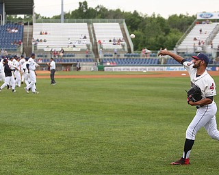 Mahoning Valley Scrappers pitcher Danny Salazar (6) warms up before the Mahoning Valley Scrappers take on the Brooklyn Cyclones, Tuesday, July 11, 2017, at Eastwood Field in Niles...(Nikos Frazier | The Vindicator)..