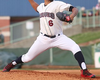 Mahoning Valley Scrappers pitcher Danny Salazar (6) throws in the second inning as the Mahoning Valley Scrappers take on the Brooklyn Cyclones, Tuesday, July 11, 2017, at Eastwood Field in Niles...(Nikos Frazier | The Vindicator)..