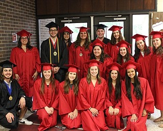 Neighbors | Abby Slanker.Sixteen 2017 Canfield High School graduates, and Hilltop Elementary School alumni, dressed in their caps and gowns to visit Hilltop Elementary School to participate in a Clap Out from the elementary students on June 5.