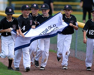 MICHAEL G TAYLOR | THE VINDICATOR-7-15-17  BASEBALL 8-10 yrs. Ohio D2 Championship- Boardman Spartans vs Canfield Cardinals at Field of Dreams in Boardman, OH.  Boardman celebrates their victory.