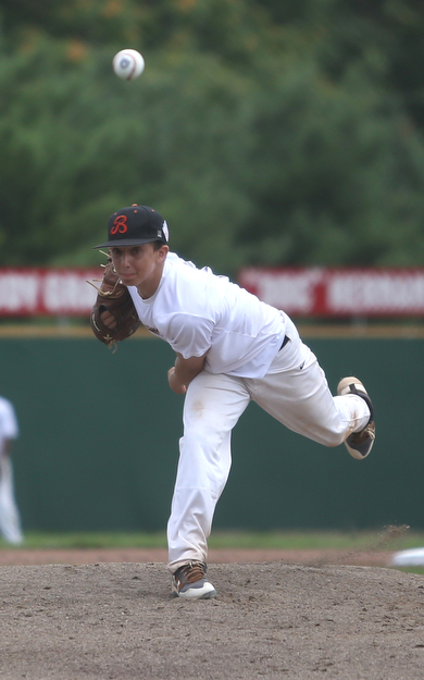 Brooklyn Bonnie Paws pitcher Thomas Pallazoito (1) throws in the first inning as the Baird Brothers take on the Brooklyn Bonnie Paws in the 14u NABF World Series Championship, Sunday, July 16, 2017, at Cene Park in Struthers. Brooklyn won 2-0...(Nikos Frazier | The Vindicator)..