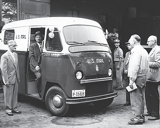 One of the red, white and blue postal delivery trucks to be put into operation in Youngstown in July 1954.