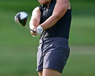 WARREN, OHIO - JULY 22, 2017: Gillian Cerimele tees off on the 17th hole, Saturday afternoon at the Vindicator's Greatest Golfer of the Valley Jr. Championship at Avalon Lakes. DAVID DERMER | THE VINDICATOR