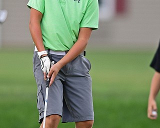 WARREN, OHIO - JULY 22, 2017: Patrick Howlett reacts after missing a putt on the 18th hole, Saturday afternoon at the Vindicator's Greatest Golfer of the Valley Jr. Championship at Avalon Lakes. DAVID DERMER | THE VINDICATOR