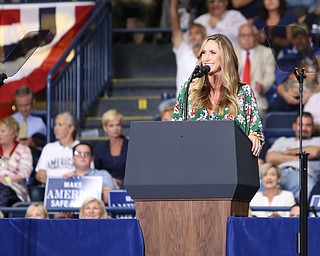 Daughter-in-law Lara Trump speaks before President Donald J. Trump at the Covelli Centre, Tuesday, July 25, 2017 in Youngstown...(Nikos Frazier | The Vindicator)