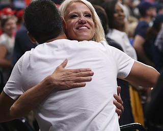 Kellyanne Conway greets supporters as President Donald J. Trump speaks at the Covelli Centre with wife Melania Trump, Tuesday, July 25, 2017 in Youngstown...(Nikos Frazier | The Vindicator)