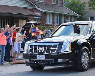 President Donald Trump's motorcade was greeted by supporters as it drove down Midlotian Blvd. in Struthers on Tuesday evening.   Dustin Livesay  |  The Vindicator  7/25/17  Struthers.