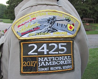Above, is an example of the shoulder patch known as the Jamboree Shoulder Patch, which has a unique number assigned to each Jamboree Troop. The Greater Western Reserve Council Jamboree Troop chose the Packard-themed patch along with a special Packard-themed back patch set which was created with the permission of the National Packard Museum in Warren and features models of Packard Automobiles manufactured during the years of the Packard from 1890 to 1958.