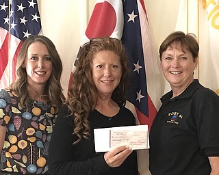 The Canfield Republican Women’s Committee, “Caring for America,” recently donated money to AMVETS 44 to help raise funds for the purchase of yoga mats for a yoga program for local veterans. Research studies are finding that yoga techniques, when delivered in a trauma-sensitive manner specific to the needs of the veteran population, are having a positive effect on PTSD symptoms. Jan C. Brown, Post 44 Commander, USAF SM/SGT (Ret), plans to initiate yoga at the AMVETS 44 facility soon. The CRWC committee members, from left, are Sarah Keeler, Holly Deibel and Jan Brown.