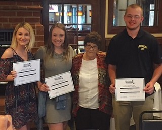 Above with Jean Ryder, third from left, are scholarship recipients are Katlyn Hosa, Brooke Taylor and Chad Quinn. The scholarships were presented by the Diabetes Parnership of the Mahoning Valley. Recipients not pictured are Brea Tinsley and Jenna Elger.