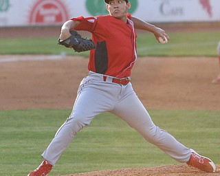 Williamsport Crosscutters pitcher Jhon Nunez (47) throws in the third inning as the Scrappers take on the Williamsport Crosscutters, Friday, July 28, 2017, at Eastwood Field in Niles. ..(Nikos Frazier | The Vindicator)..