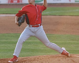 Williamsport Crosscutters pitcher Jhon Nunez (47) throws in the third inning as the Scrappers take on the Williamsport Crosscutters, Friday, July 28, 2017, at Eastwood Field in Niles. ..(Nikos Frazier | The Vindicator)..