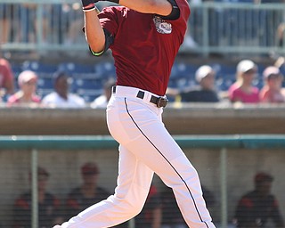 Mahoning Valley Scrappers third baseman Nolan Jones (10) swings in the third inning as the Scrappers take on the Batavia Muckdogs, Sunday, July 30, 2017, at Eastwood Field in Niles. TEAM won 00-00...(Nikos Frazier | The Vindicator)..