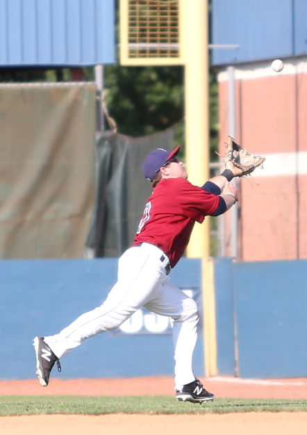 Mahoning Valley Scrappers second baseman Dillon Persinger (50) with the catch in the fifth inning as the Scrappers take on the Batavia Muckdogs, Sunday, July 30, 2017, at Eastwood Field in Niles. TEAM won 00-00...(Nikos Frazier | The Vindicator)..