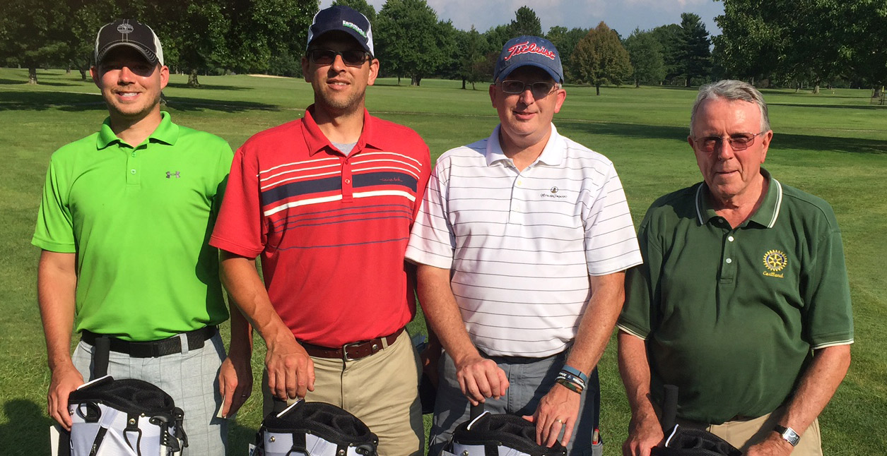 Winners of Cortland Rotary Golf Classic scramble: Tom Hart, Ryan Norris, Steve Mines, Justin Shaker
