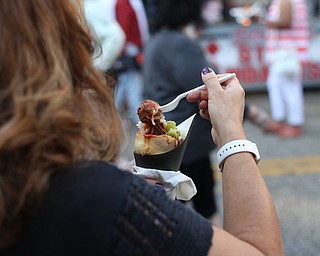 A meatball bread cone from LaRocca during the Greater Youngstown Italian Festival, Saturday, August 5, 2017 in Downtown Youngstown...(Nikos Frazier | The Vindicator)