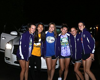 Lexi Diaz, KaiLi Gross, Madeline Rinehart, Brooke Bobbey, Abby Farber, Jackie Grisdale pose for a photo as the Softball Little League World Series Champions return home, Sunday, August 6, 2017 in Poland...(Nikos Frazier | The Vindicator)