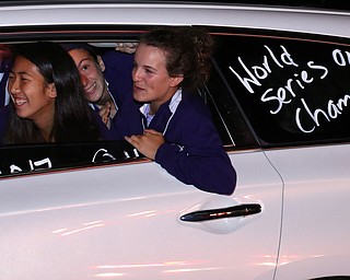 KaiLi Gross(left) and Lexi Diaz as the Softball Little League World Series Champions return home, Sunday, August 6, 2017 in Poland...(Nikos Frazier | The Vindicator)