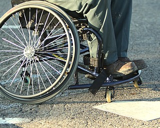 ROBERT K. YOSAY | THE VINDICATOR. The Adaptive Sports Program of Ohio - wheelchair softball - at the Covelli Centre parking lot