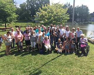 Descendants of the E.G. and Anna Hood family held their 71st reunion at Diehl Lake. In 1932, E.G. relocated the Ohltown family home up the ridge to Mineral Ridge when the Meander Reservoir was built. Mrs. Hood’s father, Lafayette McCoy, served as a sergeant in the 105th Ohio Infantry during the Civil War and was a casualty of the Battle of Murfreesboro in 1863. He is named on the war memorial in downtown Youngstown. The family celebrated Lelia Hood Sanzenbacher for her upcoming 100th birthday. She is a founding member of the reunion and is a retired from the Austintown school system where she was an elementary school teacher.