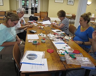 Neighbors | Alexis Bartolomucci.Guests worked together at the Beginner Applique class at the Poland library on July 19 to sew pin cushions.