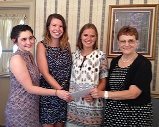 The Mill Creek chapter of the American Business Women’s Association recently presented scholarship awards. Above, the recipients from left, are Stefanie Hill, Slippery Rock University; Mallory Allen, Ohio State University; Olivia Christopher, Florida State University; and Jacquelyn Fischio, chairwoman of the scholarship committee.