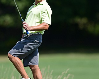 BOARDMAN, OHIO - AUGUST 18, 2017: Michael Porter reacts after missing a putt on the 6th hole of the North Course, Friday afternoon during the Vindicator Greatest Golfer Tournament. DAVID DERMER | THE VINDICATOR