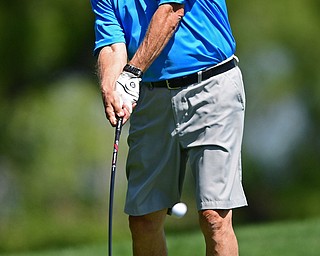 POLAND, OHIO - AUGUST 20, 2017: Bob Leonard tees off on the 18th hole during the final round of the Vindy Greatest Golf Tournament, Sunday afternoon at the Lake Club. DAVID DERMER | THE VINDICATOR