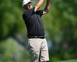 POLAND, OHIO - AUGUST 20, 2017: Tom Syrianoudis tees off on the 18th hole during the final round of the Vindy Greatest Golf Tournament, Sunday afternoon at the Lake Club. DAVID DERMER | THE VINDICATOR
