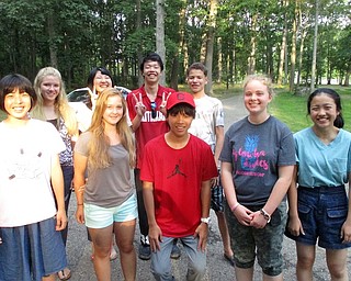 Japanese students and their hosts gathered for a picnic to play games and eat at Austintown Park on Aug. 2. Students arrived at Ohio State University on July 23 and then traveled to homes throughout the state to experience three weeks of being in “a real American family.” Learning the culture, experiencing local activities, life on a farm or in suburbs, language improvement, American food, and long-term friendships are among the goals of the adventure. The three weeks uses the entire Japanese summer break from school. Students, above, from left, front row are Momoko Mikuni and hostess Rachel O’Reilly from Middlefield; Kaiya Imai, Kara Burcaw hosting Runa Kohara in North Benton. Back row, from left, Molly Jedel hosting chaperone Hinako Sato in Paris, Ohio; chaperone Yuto Tanaka with host Kevin Williamson in Shaker Heights.