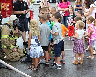 Neighbors | Abby Slanker.During Canfield PTO’s Kindergarten Safety Day on Aug. 19, the Canfield Fire Department covered fire safety and described the firefighter’s gear and equipment they use during a fire and the students were also able to get an up close look at the fire truck.