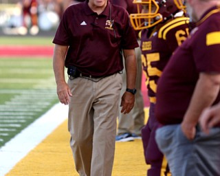 South Range Raiders head coach Dan Yeagley during the first quarter as Springfield local takes on South Range, Saturday, August 26, 2017, at Raider's stadium at the Rominger Sports Complex in Canfield...(Nikos Frazier | The Vindicator)..