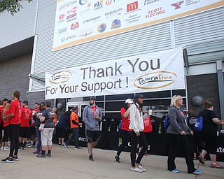 Runners walk around before the 8th annual Panerathon, Sunday, August 27, 2017 at the Covelli Centre in Youngstown...(Nikos Frazier | The Vindicator)